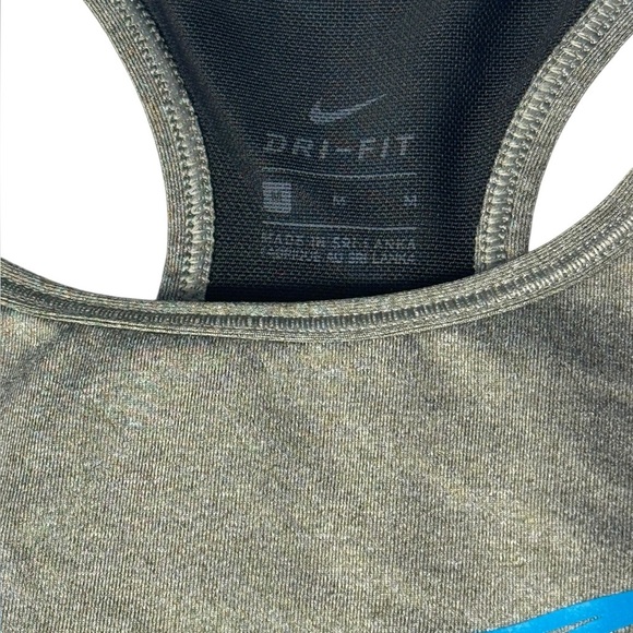 Nike Dri-Fit Grey Gray Baby Blue Women’s Racerback Sports Bra - Size Medium - Picture 6 of 9